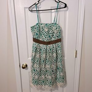 White and mint lace dress